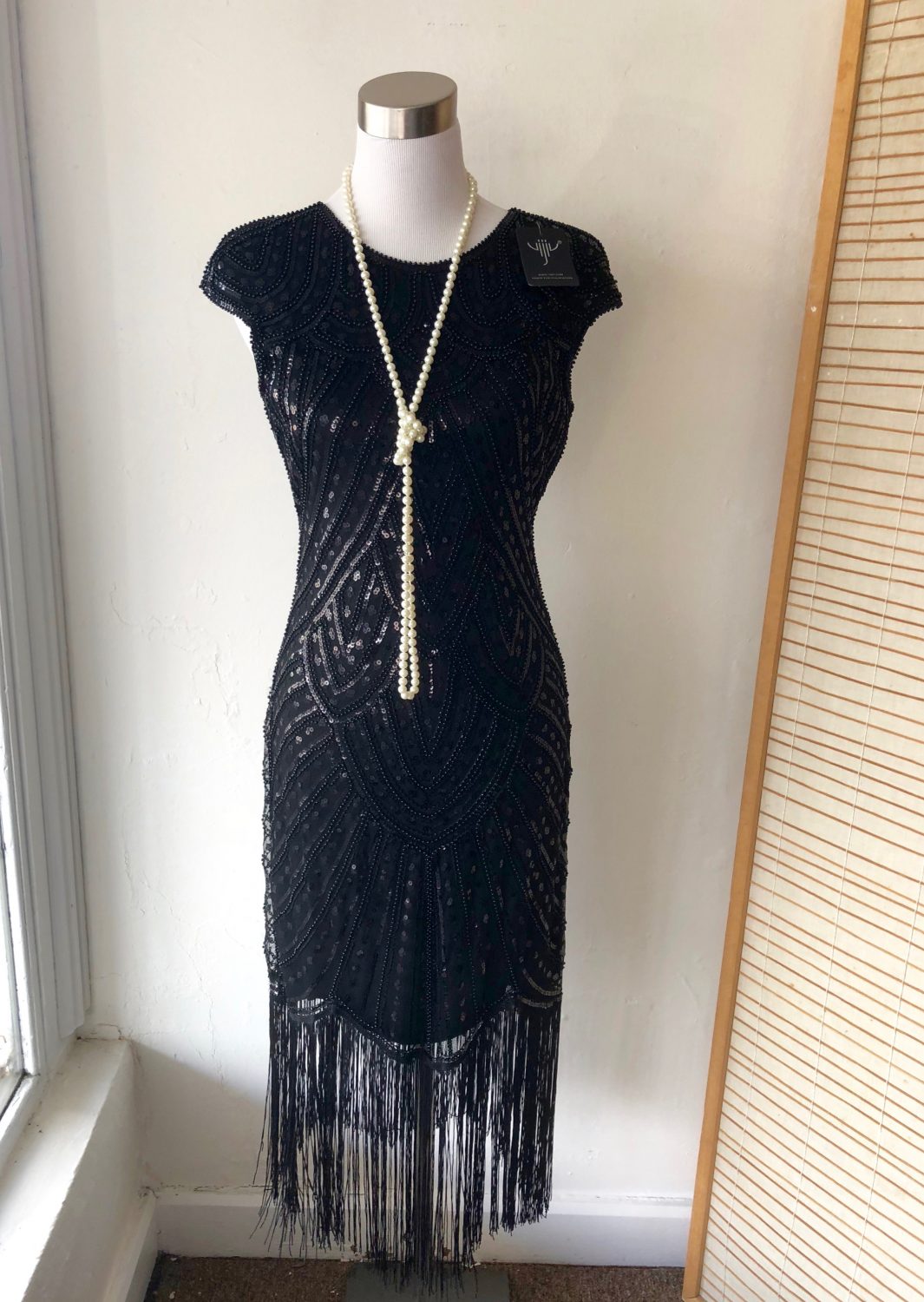 22 TO 24 3XL GREAT GATSBY CLASSIC BLACK DRESS SEQUINS AND BEADS PLUS SIZE | Chaos Bazaar