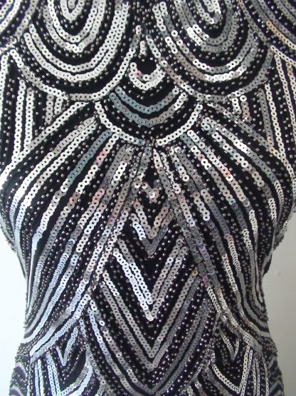 1920S BLACK AND SILVER GATSBY SEQUIN DRESS | Chaos Bazaar Vintage