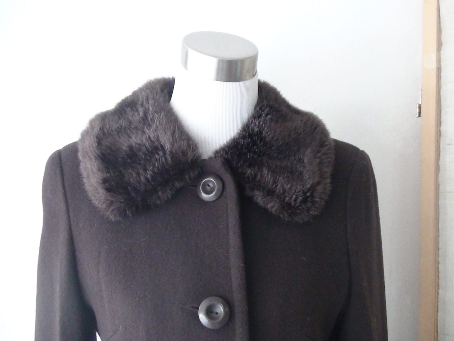 Vintage Brown Coat with Faux Fur Collar | Chaos Bazaar Vintage