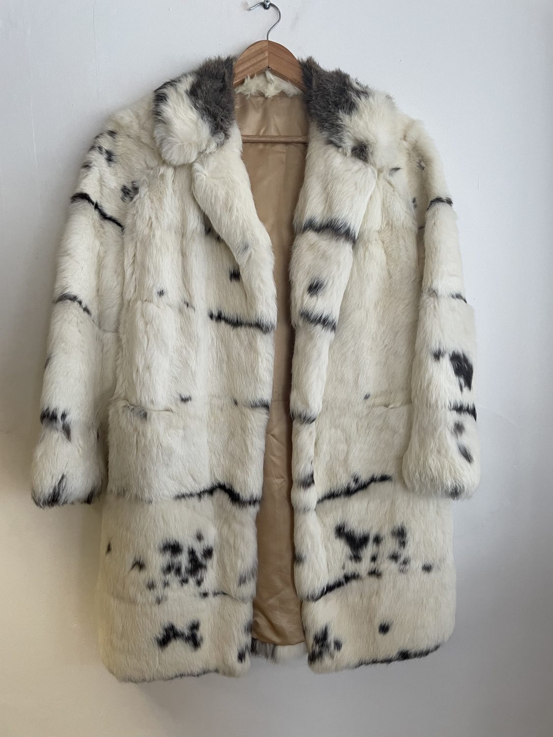 White Rabbit Fur Coat With Brown Speckles | Chaos Bazaar Vintage