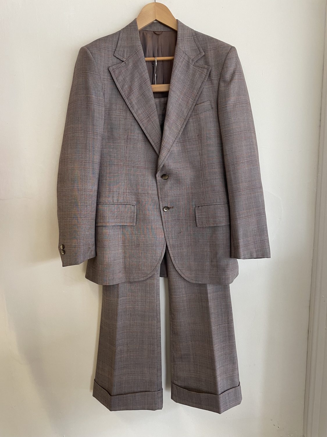 70s Pristine vintage Linen Bell bottom disco suit mens 42L 35W |  DressThatMan