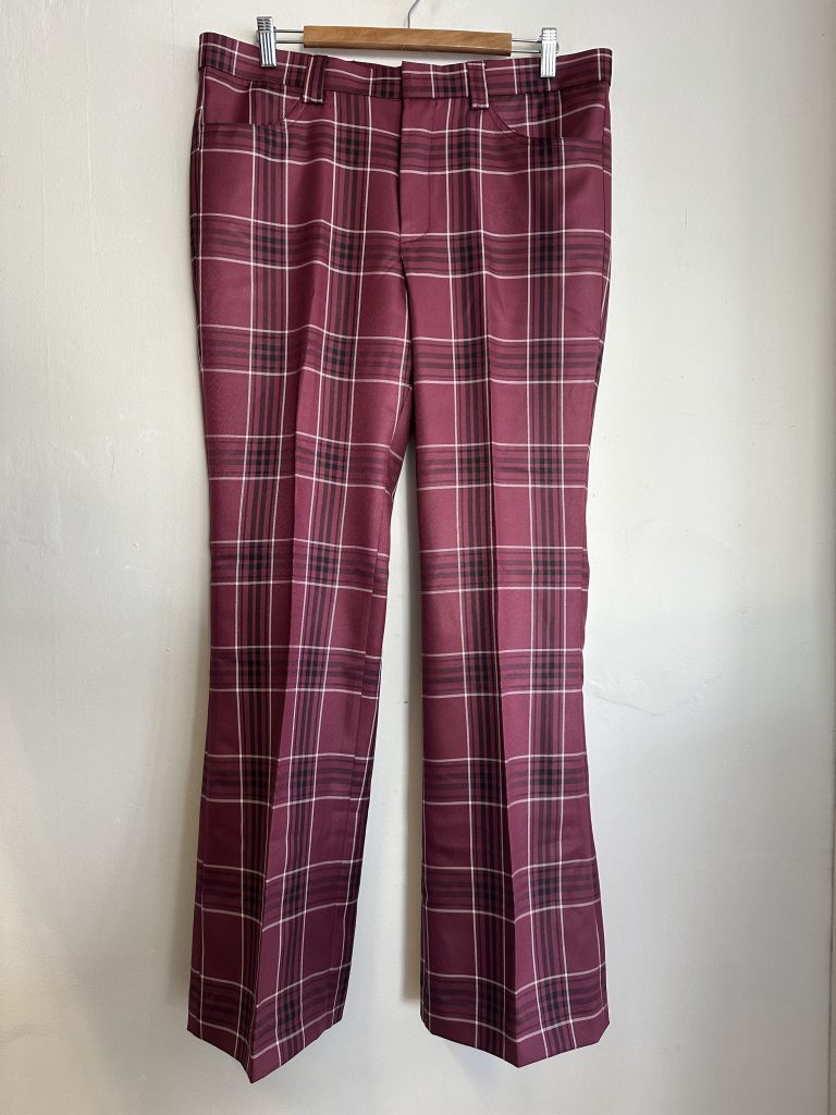 70S INSPIRED MENS PINK/BLACK/WHITE CHECK 37 INCH FLARED PANTS | Chaos ...