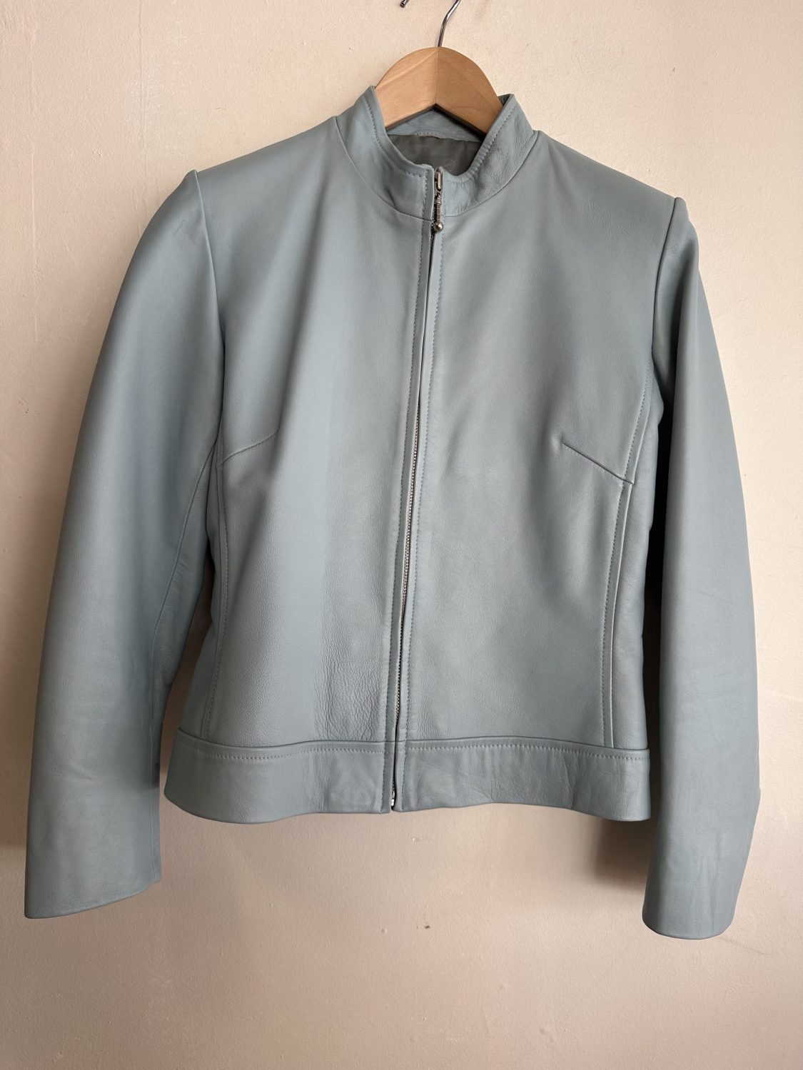 BABY BLUE VINTAGE LEATHER JACKET BY DORMEUIL OF ENGLAND | Chaos Bazaar ...
