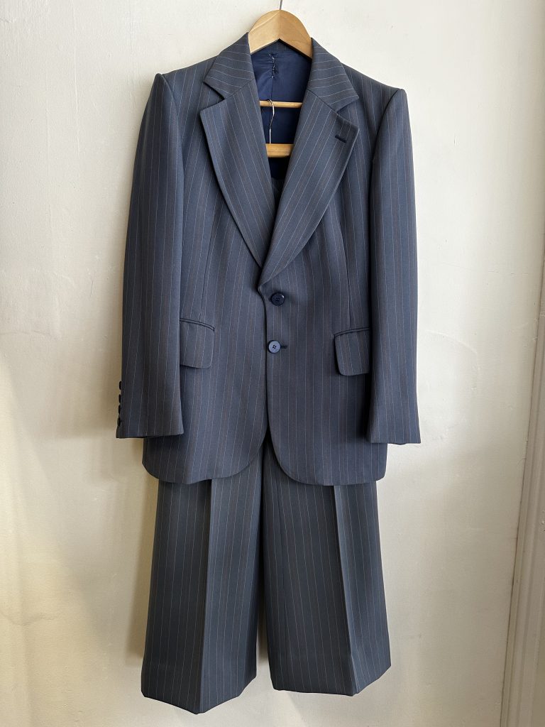 VINTAGE 70s 'RODMIL' SLATE BLUE PINSTRIPE 3PC SUIT WITH 30 INCH PANTS ...